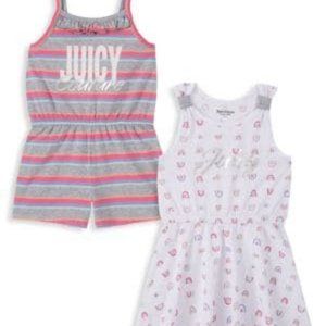 Juicy Couture Girl's 2-Piece Multicolor Cotton Blend Striped Romper & Dress Set